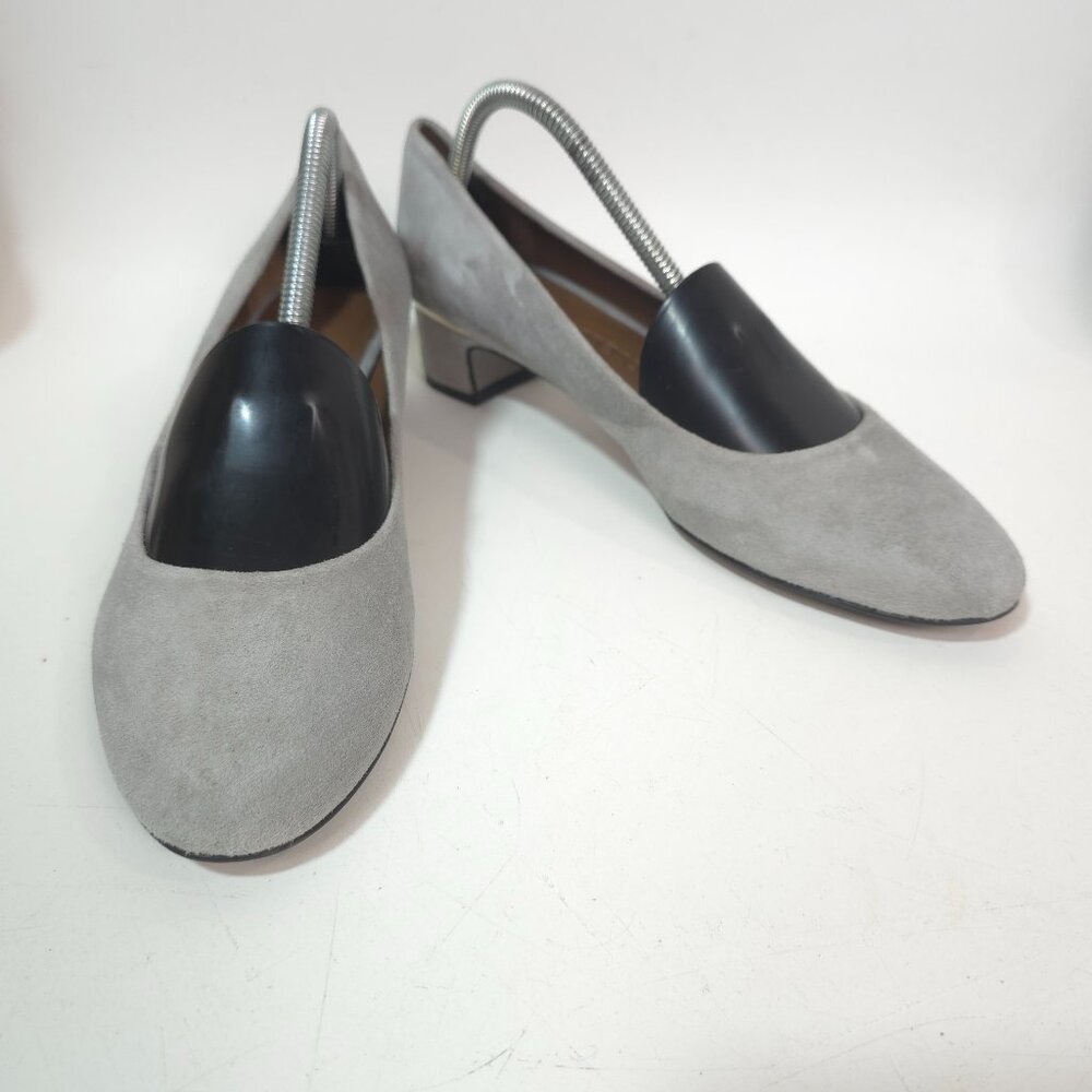 Paco Herrero Suede Low Heel Pumps Gray Slip On Comfort Shoes Womens Size 9 - Picture 12 of 12